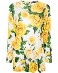 Dolce & Gabbana - Floral-print Long-sleeve Blouse - Lyst