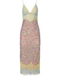 Costarellos - Alessia Chantilly Lace Sequined Midi Dress - Lyst