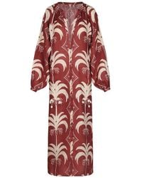 Johanna Ortiz - Weaving Waves Belted Embellished Printed Linen Midi Dress - Lyst