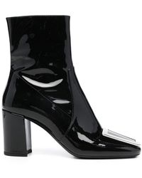 Saint Laurent - Chunky Heeled 80mm Leather Boots - Lyst