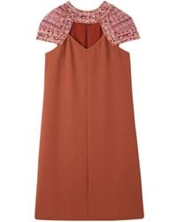 St. John - Tweed-panelled Crepe Midi Dress - Lyst