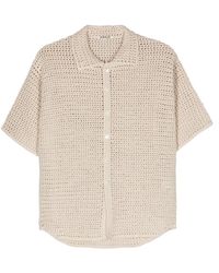 AURALEE - Crochet-knit Short-sleeve Shirt - Lyst