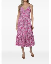Michael Kors - Floral-Print Tiered Midi Dress - Lyst
