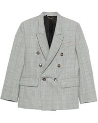 Victoria Beckham - Check Wool Double-Breasted Tailored Jacket - Lyst