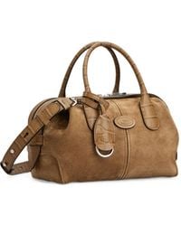 Tod's - Croc-Effect Panelled Suede Tote Bag - Lyst