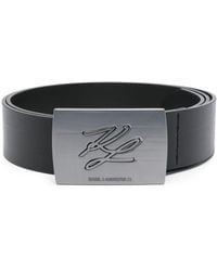 Karl Lagerfeld - Logo-engraved Leather Belt - Lyst