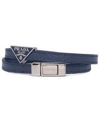 Prada Braided Logo Plaque Bracelet - Blue