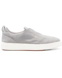 Santoni - Laceless Suede Sneakers - Lyst