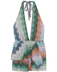 Missoni - Zigzag-Knit Ruffled Mini Dress - Lyst