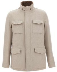 Barba Napoli - Jacke Mit Pelzkragen Und Taschen - Lyst