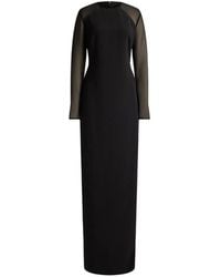 Ralph Lauren - Georgette-Trim Long-Sleeve Maxi Dress - Lyst