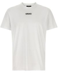 Versace - Camiseta con logo bordado y cuello redondo - Lyst