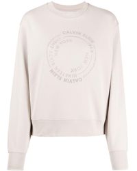 Calvin Klein - Logo-embroidered Cotton Sweatshirt - Lyst