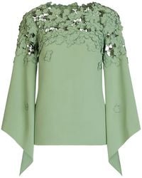 Oscar de la Renta - Long-Sleeve Embroidered Blouse - Lyst