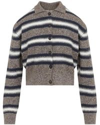 Brunello Cucinelli - Cardigan Boutonné À Rayures - Lyst