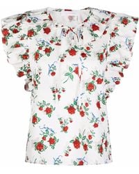 See By Chloé - Floral-Print Ruffle-Collar Blouse - Lyst