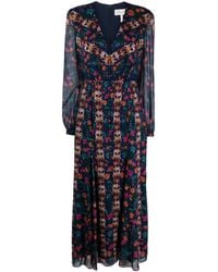 Saloni - Robe longue Annabel en soie à fleurs - Lyst