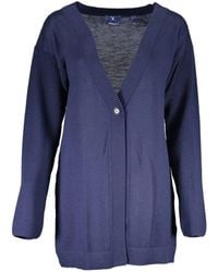 GANT - V-Neck Fine-Knit Cardigan - Lyst