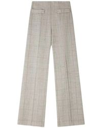 Sandro - Wide-Leg Checked Wool Trousers - Lyst