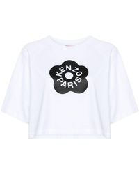 KENZO - Cropped T-shirt Met Bloemenprint - Lyst
