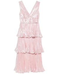 Self-Portrait - Pleated V-Neck Dress - Lyst