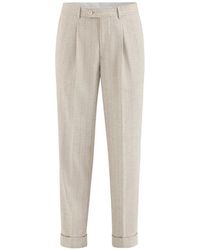 Brunello Cucinelli - Pinstripe Pleated Trousers - Lyst