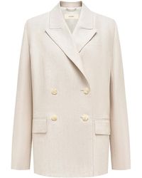 12 STOREEZ - Double-Breasted Linen Blazer - Lyst