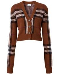 Burberry - Check Wool Jacquard Cropped Cardigan - Lyst