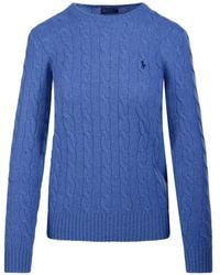 Polo Ralph Lauren - Cable-Knit Embroidered-Logo Sweater - Lyst