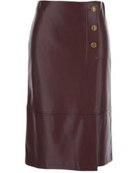 Twinset - Button-Detailed Leather Midi Skirt - Lyst