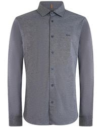 BOSS - Logo-Embroidered Long-Sleeve Shirt - Lyst