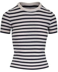 Nili Lotan - Striped Short-Sleeves Top - Lyst