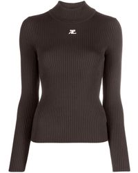 Courreges - Turtleneck Sweater With Embroidery - Lyst