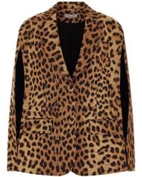 Federica Bonifaci - Leopard-Print Cape-Sleeve Blazer - Lyst
