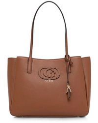 Guess - Isola Logo-Plaque Pebbled-Effect Tote Bag - Lyst