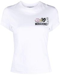 Moschino Jeans - Katoenen T-shirt Met Logoprint - Lyst