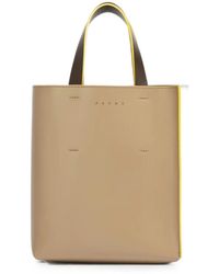 Marni - Mini Museo Tasche Aus Taupefarbenem, Hellblauem Und Braunem Leder - Lyst