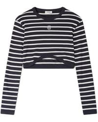 Sandro - Cropped Striped Cotton T-Shirt - Lyst