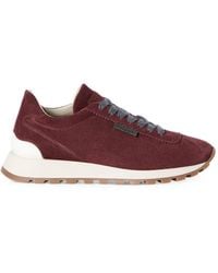 Brunello Cucinelli - Suede Runners With Shiny Tab - Lyst