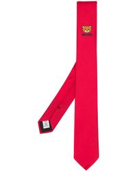 Moschino Corbata con motivo de osito - Rojo