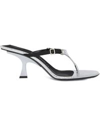 The Attico - 65 Mm Metallic Leren Sandalen Met Gesp - Lyst