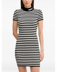 DKNY - Striped Roll-Neck Dress - Lyst