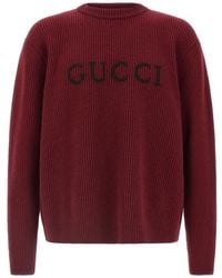 Gucci - Geribbelde Trui Met Logo-Intarsia - Lyst