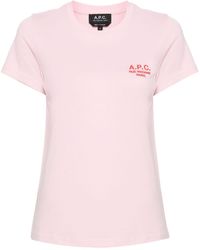 A.P.C. - Katoenen T-shirt Met Geborduurd Logo - Lyst