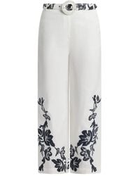 Hemant & Nandita - Pantalon Ceinturé Ahi À Fleurs Brodées - Lyst