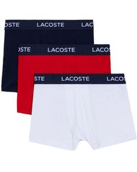 Lacoste - Drie Boxershorts Met Logoprint - Lyst