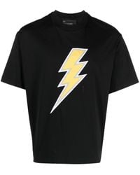 Neil Barrett - Thunderbolt-embroidered Cotton T-shirt - Lyst