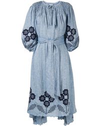 Innika Choo Hugh Jesmock Linen-chambray Midi Dress - Blue
