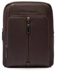 Piquadro - Logo-Plaque Pebbled-Leather Backpack - Lyst