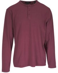 Vince - Camiseta de algodón con cuello henley - Lyst